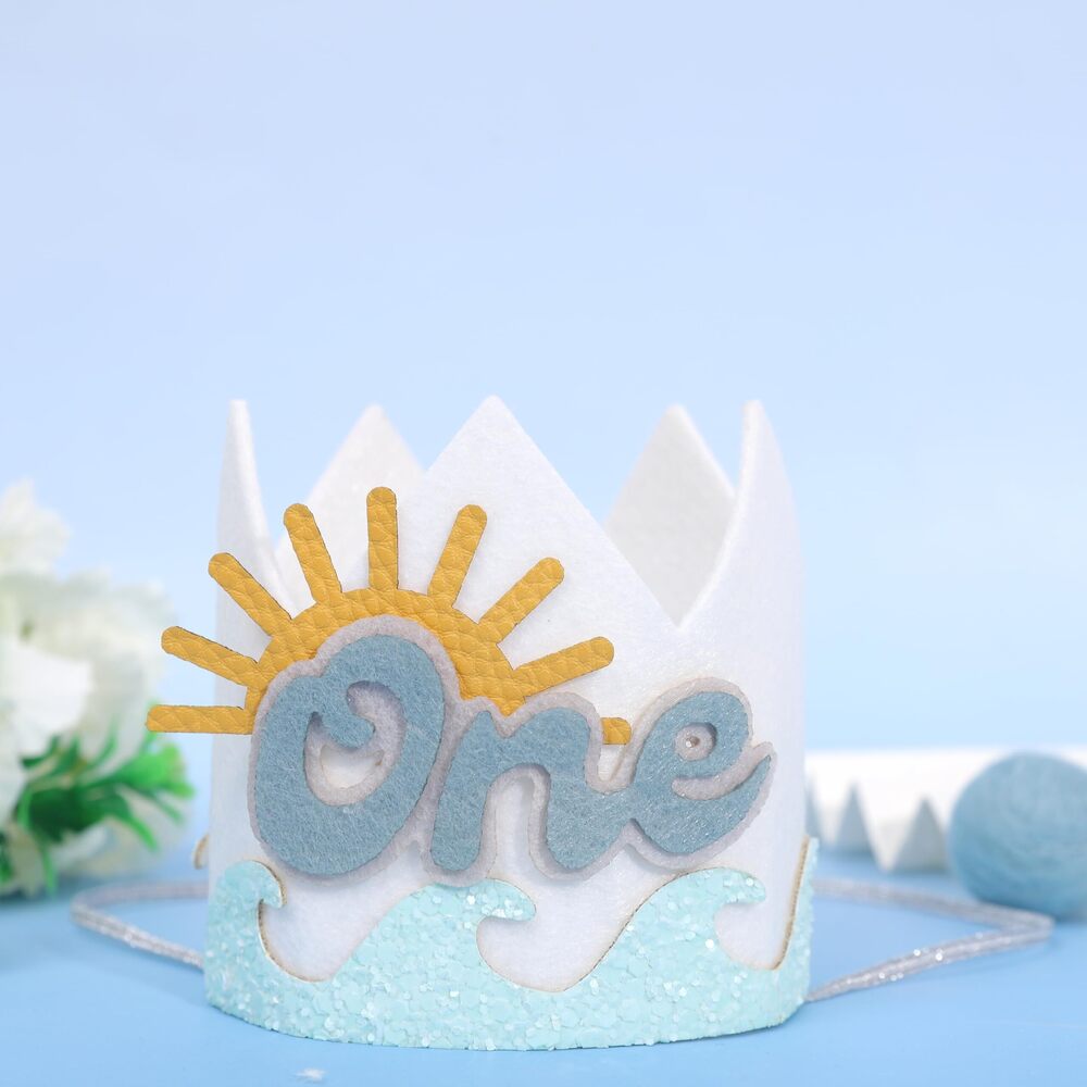1350 Summer 1st Birthday Decorations - Wave One Birthday Crown,Baby Beach